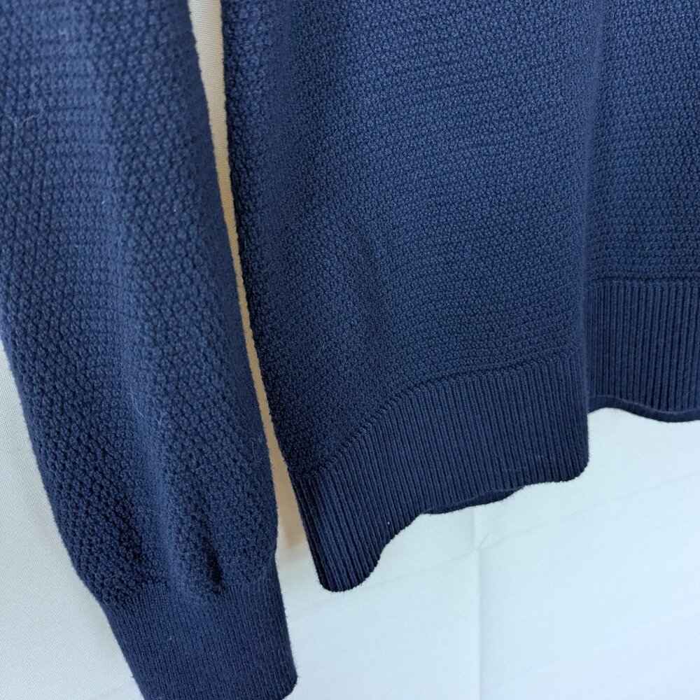Men's Navy Blue Longsleeve Waffle Knit Sweater - Picture 3 of 5